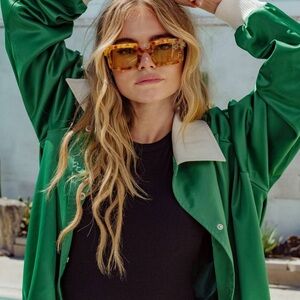 Nasty Gal Green Bomber Jacket with Tan Accents
